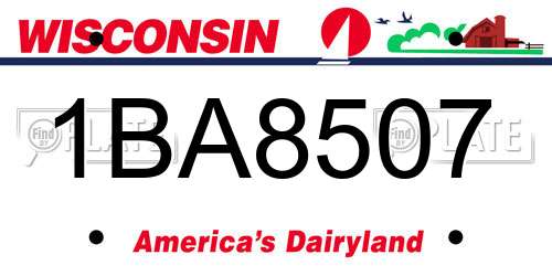 1BA8507 Wisconsin License Plate