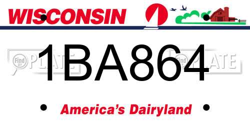 1BA864 Wisconsin License Plate