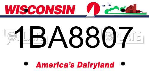 1BA8807 Wisconsin License Plate