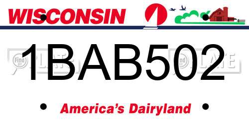 1BAB502 Wisconsin License Plate