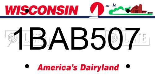 1BAB507 Wisconsin License Plate