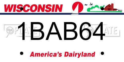1BAB64 Wisconsin License Plate
