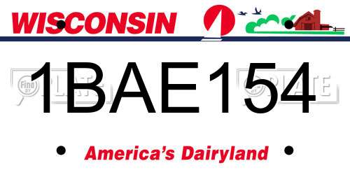 1BAE154 Wisconsin License Plate