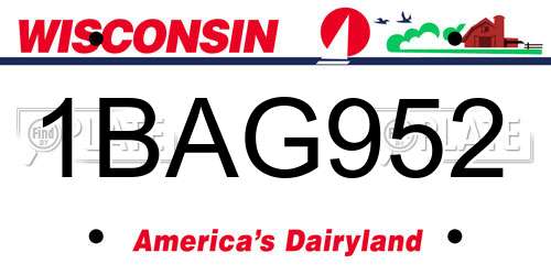 1BAG952 Wisconsin License Plate