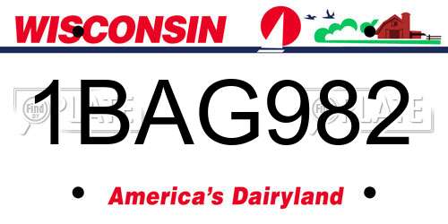 1BAG982 Wisconsin License Plate