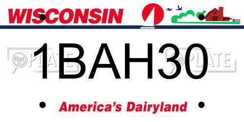 1BAH30 Wisconsin License Plate