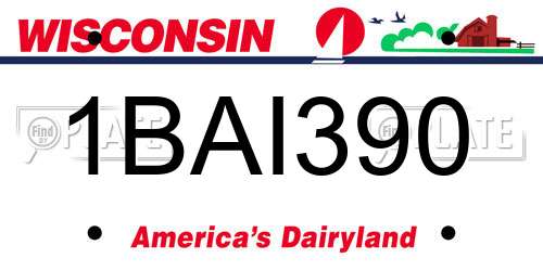 1BAI390 Wisconsin License Plate