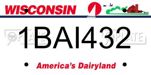 1BAI432 Wisconsin License Plate