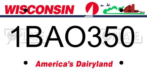 1BAO350 Wisconsin License Plate