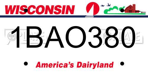 1BAO380 Wisconsin License Plate