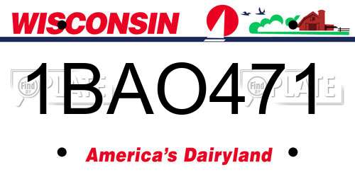 1BAO471 Wisconsin License Plate