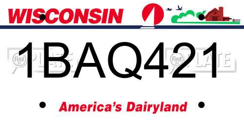 1BAQ421 Wisconsin License Plate