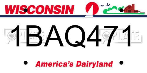 1BAQ471 Wisconsin License Plate