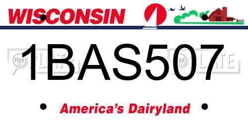 1BAS507 Wisconsin License Plate