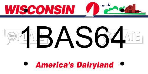 1BAS64 Wisconsin License Plate