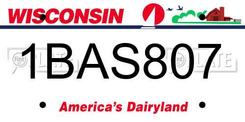 1BAS807 Wisconsin License Plate