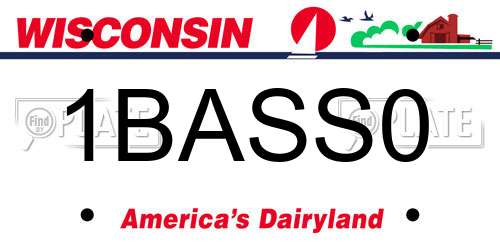 1BASS0 Wisconsin License Plate