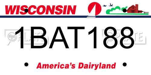 1BAT188 Wisconsin License Plate
