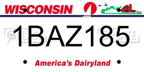 1BAZ185 Wisconsin License Plate