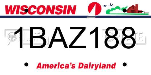 1BAZ188 Wisconsin License Plate