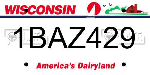 1BAZ429 Wisconsin License Plate