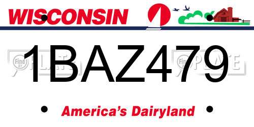 1BAZ479 Wisconsin License Plate