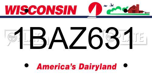 1BAZ631 Wisconsin License Plate