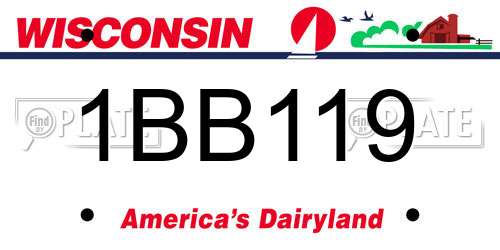 1BB119 Wisconsin License Plate