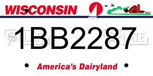 1BB2287 Wisconsin License Plate