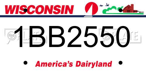 1BB2550 Wisconsin License Plate