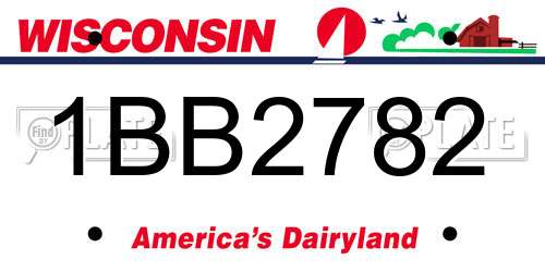 1BB2782 Wisconsin License Plate