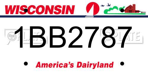 1BB2787 Wisconsin License Plate
