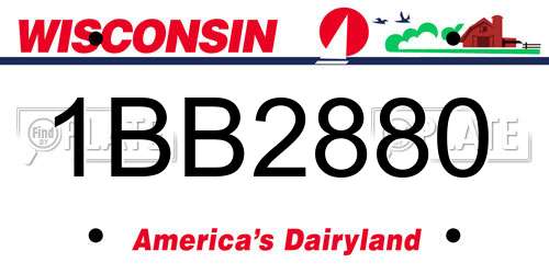 1BB2880 Wisconsin License Plate