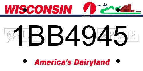 1BB4945 Wisconsin License Plate