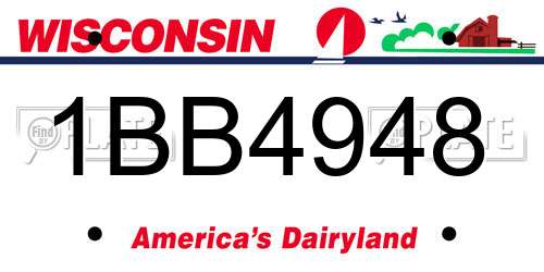 1BB4948 Wisconsin License Plate