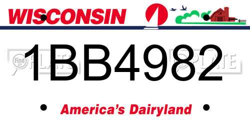 1BB4982 Wisconsin License Plate