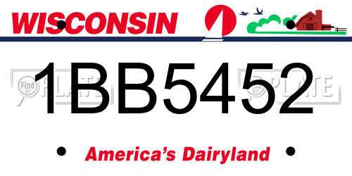 1BB5452 Wisconsin License Plate