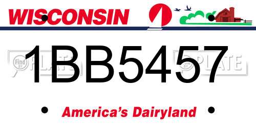 1BB5457 Wisconsin License Plate