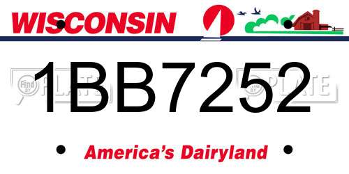 1BB7252 Wisconsin License Plate