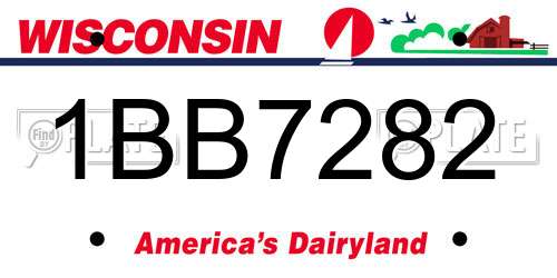 1BB7282 Wisconsin License Plate