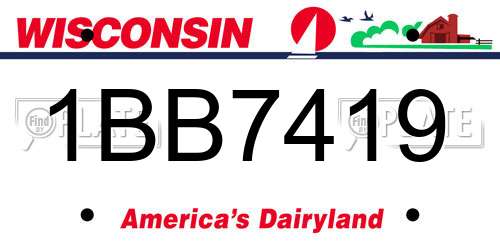 1BB7419 Wisconsin License Plate