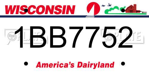 1BB7752 Wisconsin License Plate