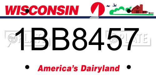 1BB8457 Wisconsin License Plate
