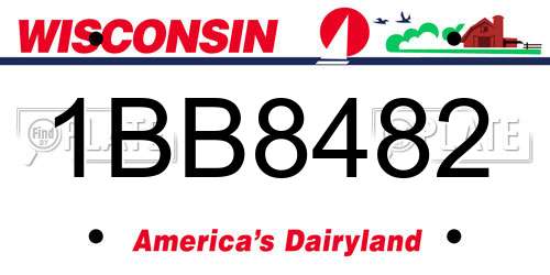 1BB8482 Wisconsin License Plate