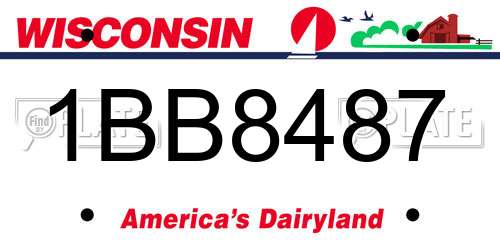 1BB8487 Wisconsin License Plate