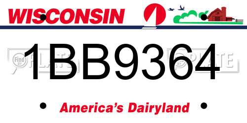 1BB9364 Wisconsin License Plate