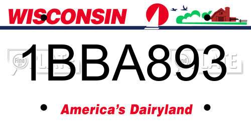 1BBA893 Wisconsin License Plate
