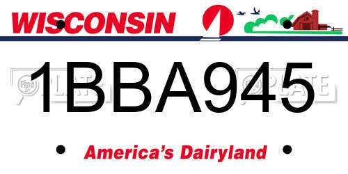 1BBA945 Wisconsin License Plate