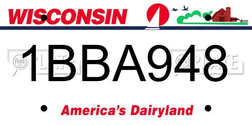 1BBA948 Wisconsin License Plate