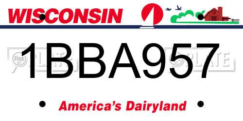1BBA957 Wisconsin License Plate